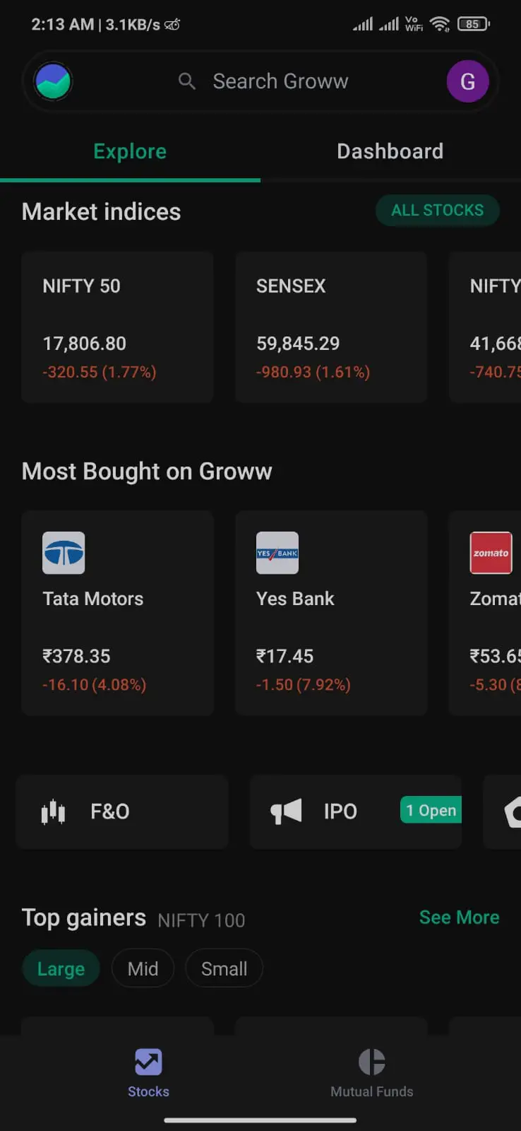 Intraday Trading in Groww Investment App